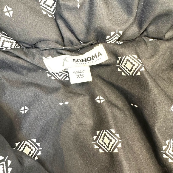 Sonoma Black & White Womens Puffer Jacket XS Drawstring Waist - Picture 2 of 5